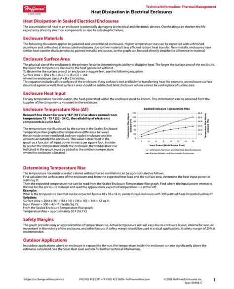 hoffman heat dissipation in electrical enclosures|heat dissipation calculation.